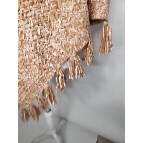Style & Co Poncho Camel Tan & Ivory Fringed Small - Medium - Picture 4 of 10